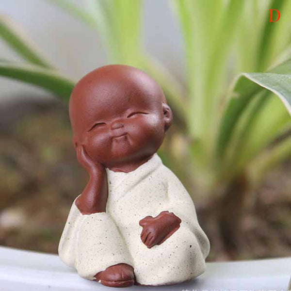 Ceramic Ornaments Monk Small Buddha Statue Monk Figurine Tathagata India Yoga Mandala Tea Pet Purple Ceramic Crafts Decorative