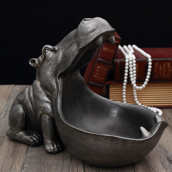 3D Hippo Statue Home Decoration Accessories Desk Sculpture Storage Box Home Decor Figurine Ornament Wedding Party Decorations