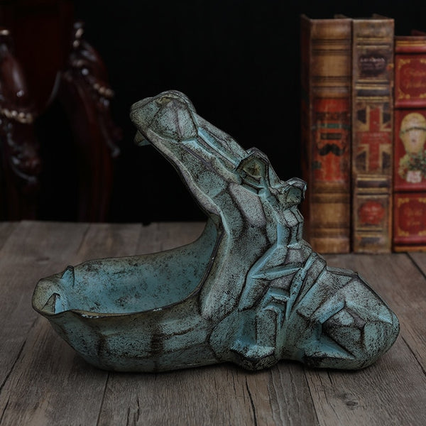 3D Hippo Statue Home Decoration Accessories Desk Sculpture Storage Box Home Decor Figurine Ornament Wedding Party Decorations