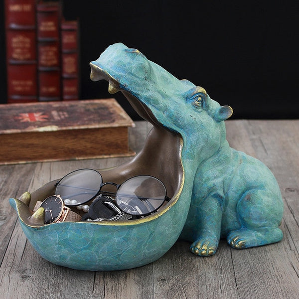 3D Hippo Statue Home Decoration Accessories Desk Sculpture Storage Box Home Decor Figurine Ornament Wedding Party Decorations
