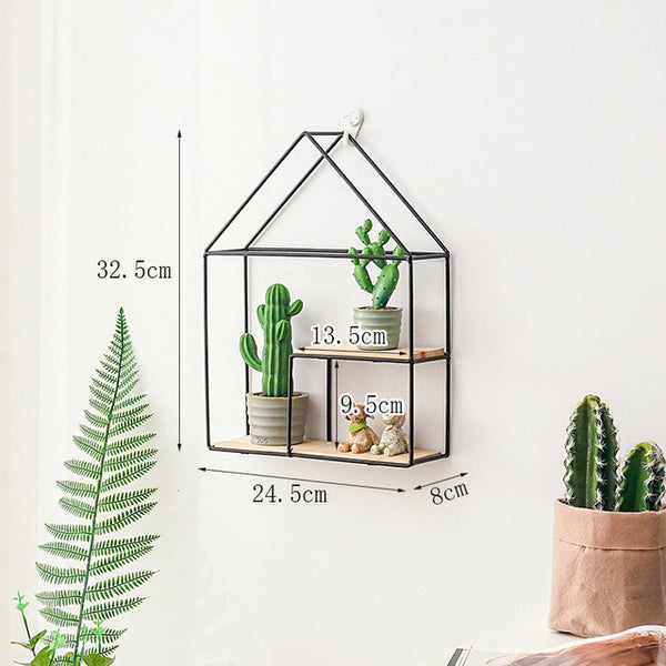 Hot Wooden Gold Storage Racks Hanging Decor Storage Box Flower Pot House Storage Rack Wall Book Figurines Display Crafts Shelves