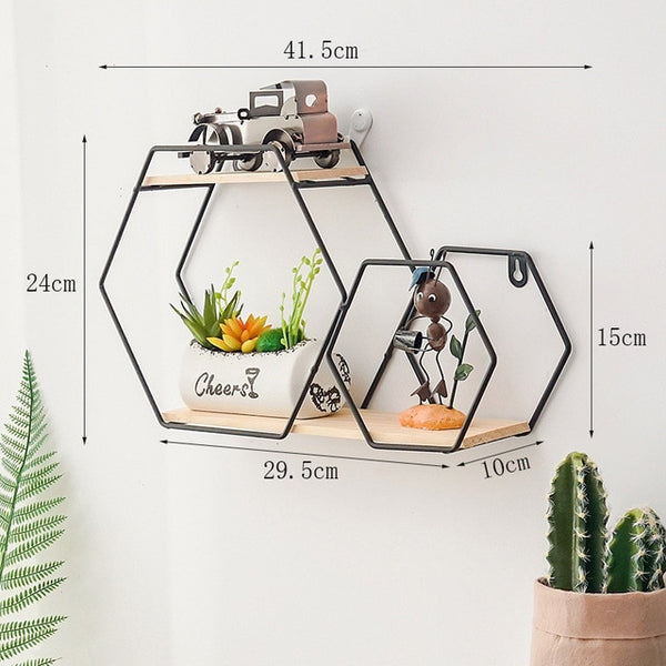 Hot Wooden Gold Storage Racks Hanging Decor Storage Box Flower Pot House Storage Rack Wall Book Figurines Display Crafts Shelves