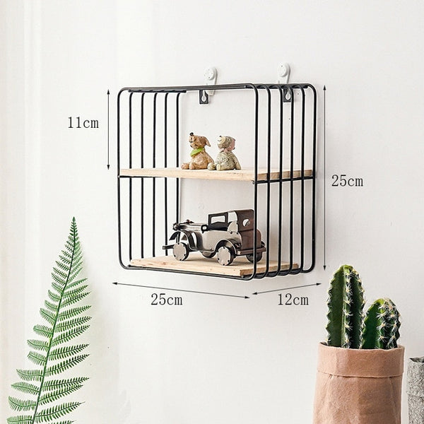 Hot Wooden Gold Storage Racks Hanging Decor Storage Box Flower Pot House Storage Rack Wall Book Figurines Display Crafts Shelves